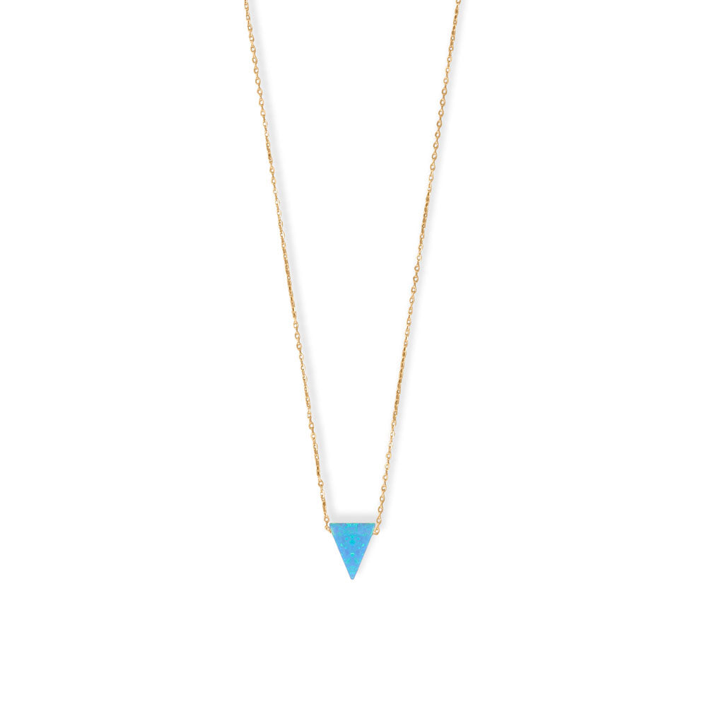 16" + 2" 14 Karat Gold Plated Synthetic Opal Triangle Necklace