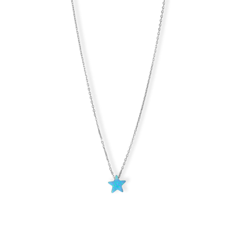 16" + 2" Rhodium Plated Synthetic Opal Star Necklace