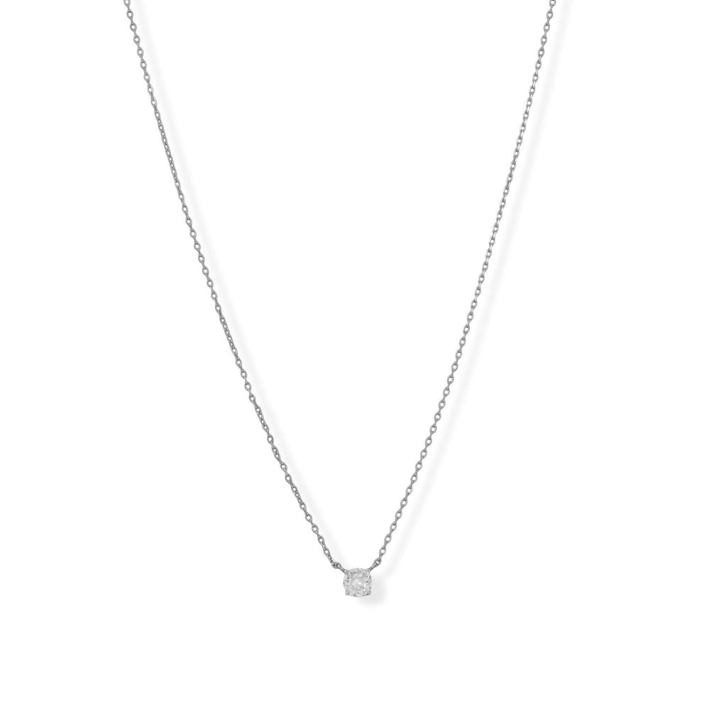 16" + 2" Rhodium Plated 5mm CZ Necklace
