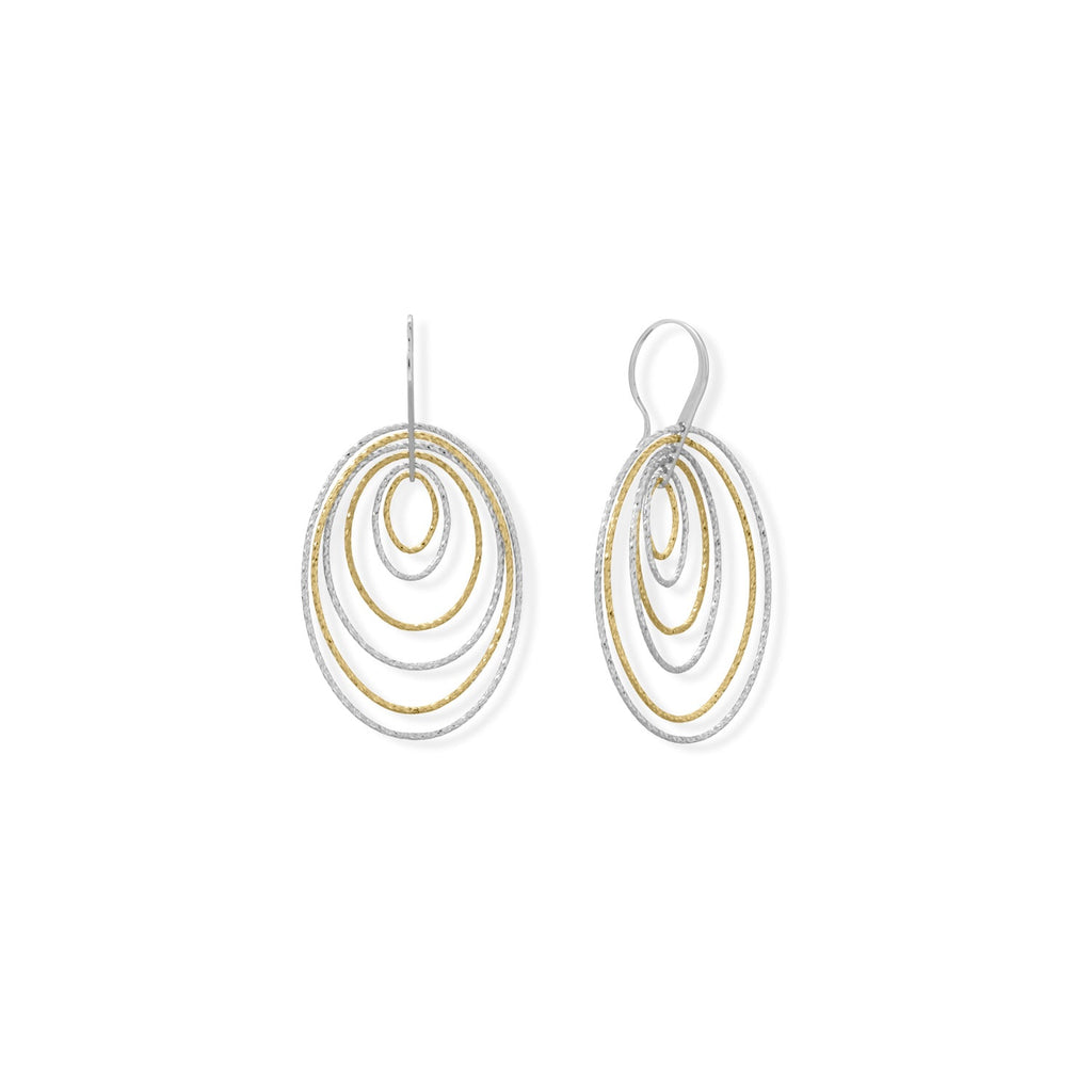 Italian Two Tone 6 Ring 3-D Earrings