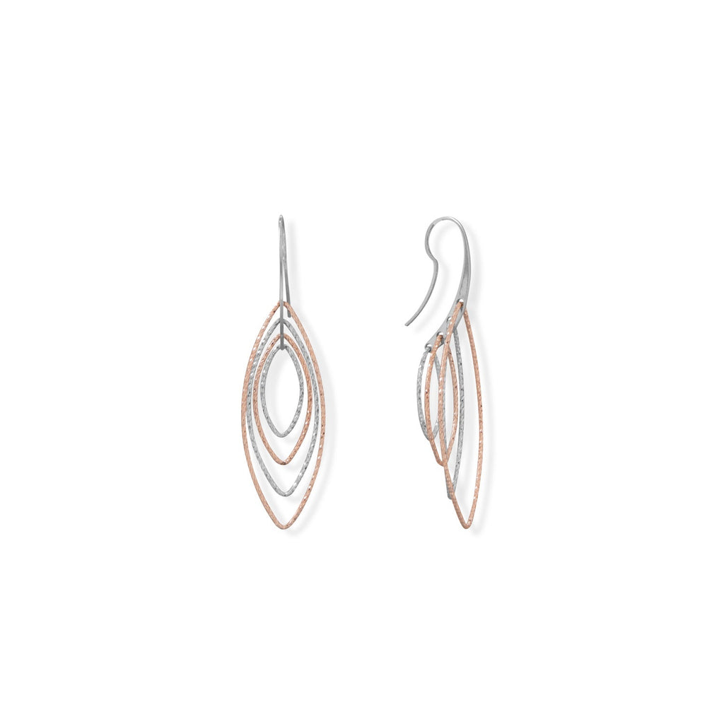 Italian Two Tone Marquise 3-D Earrings