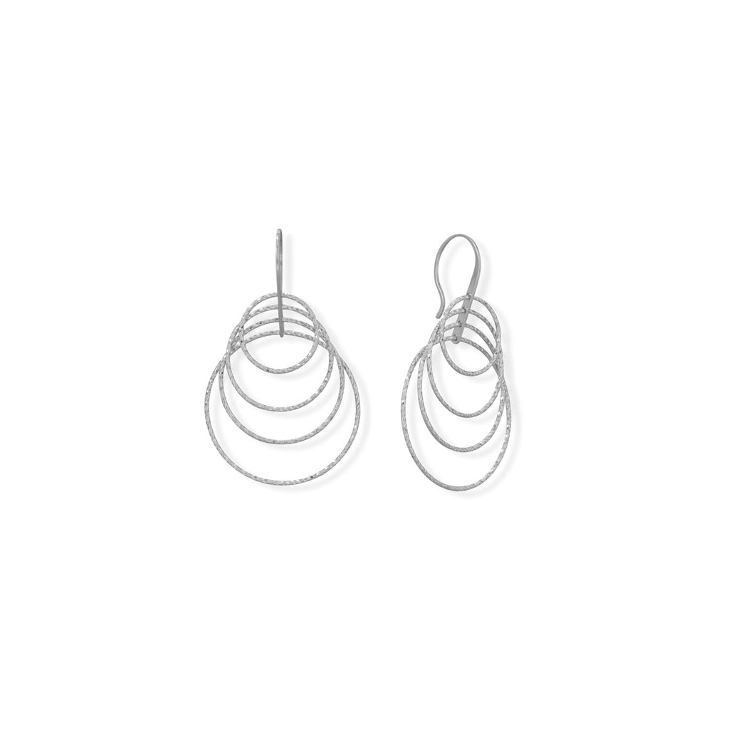 Italian Rhodium Plated Graduated Ring 3-D Earrings