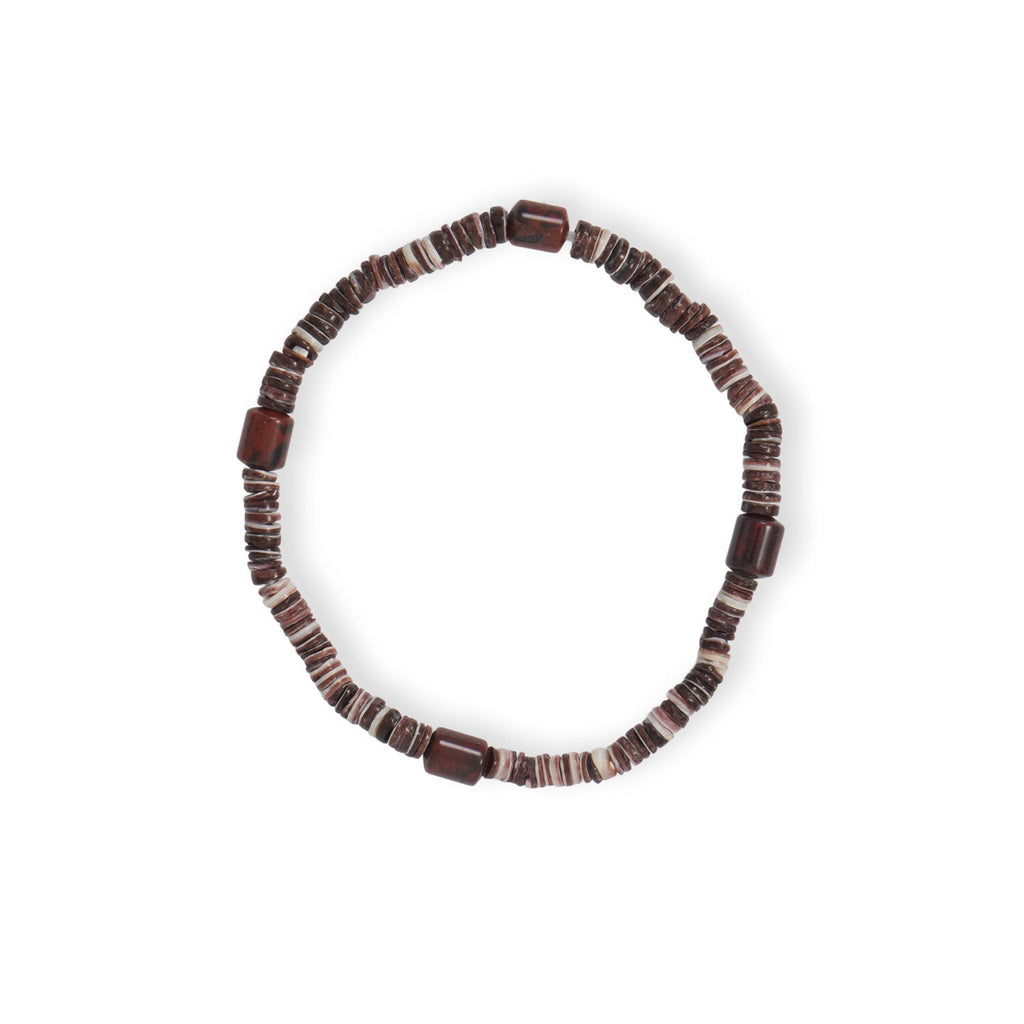8" Shell Heishi and Jasper Stretch Bracelet